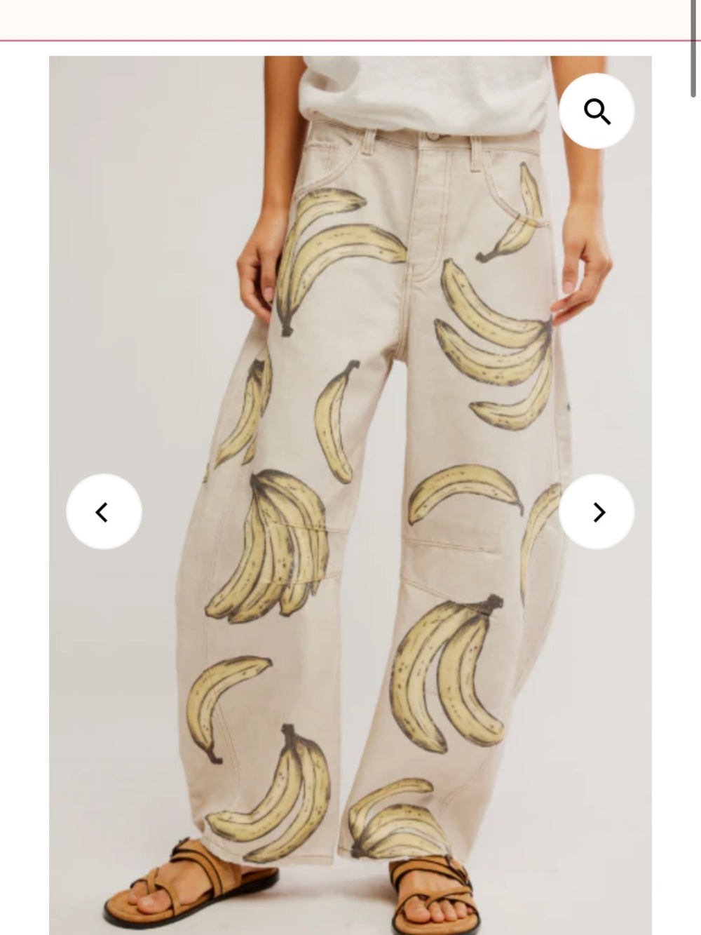 Free people. Good luck printed barrel jeans in banana. Cutest jeans ever. So fun - Picture 2 of 7